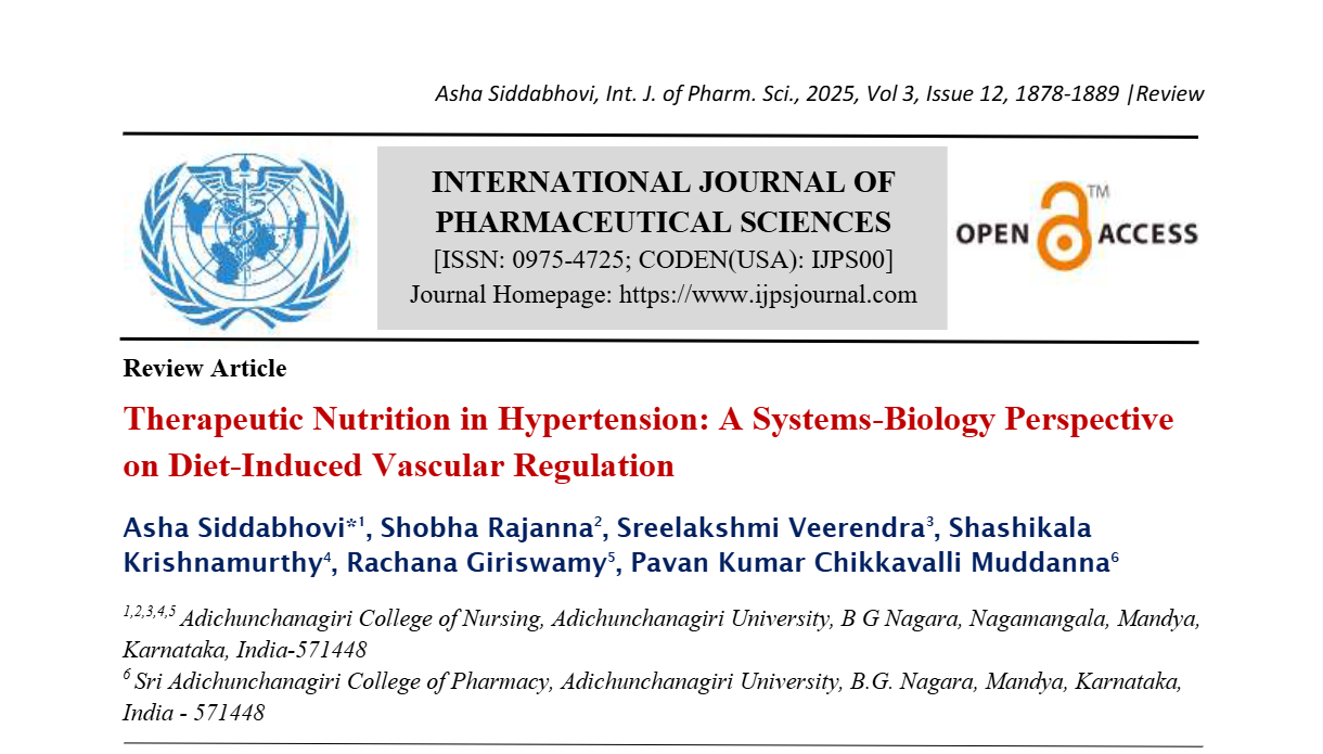 Therapeutic Nutrition in Hypertension: A Systems-Biology Perspective on Diet-Induced Vascular Regulation