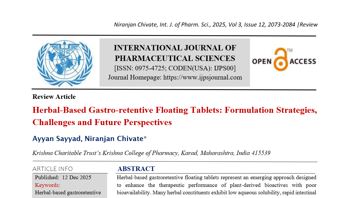 Herbal-Based Gastro-retentive Floating Tablets: Formulation Strategies, Challenges and Future Perspectives 