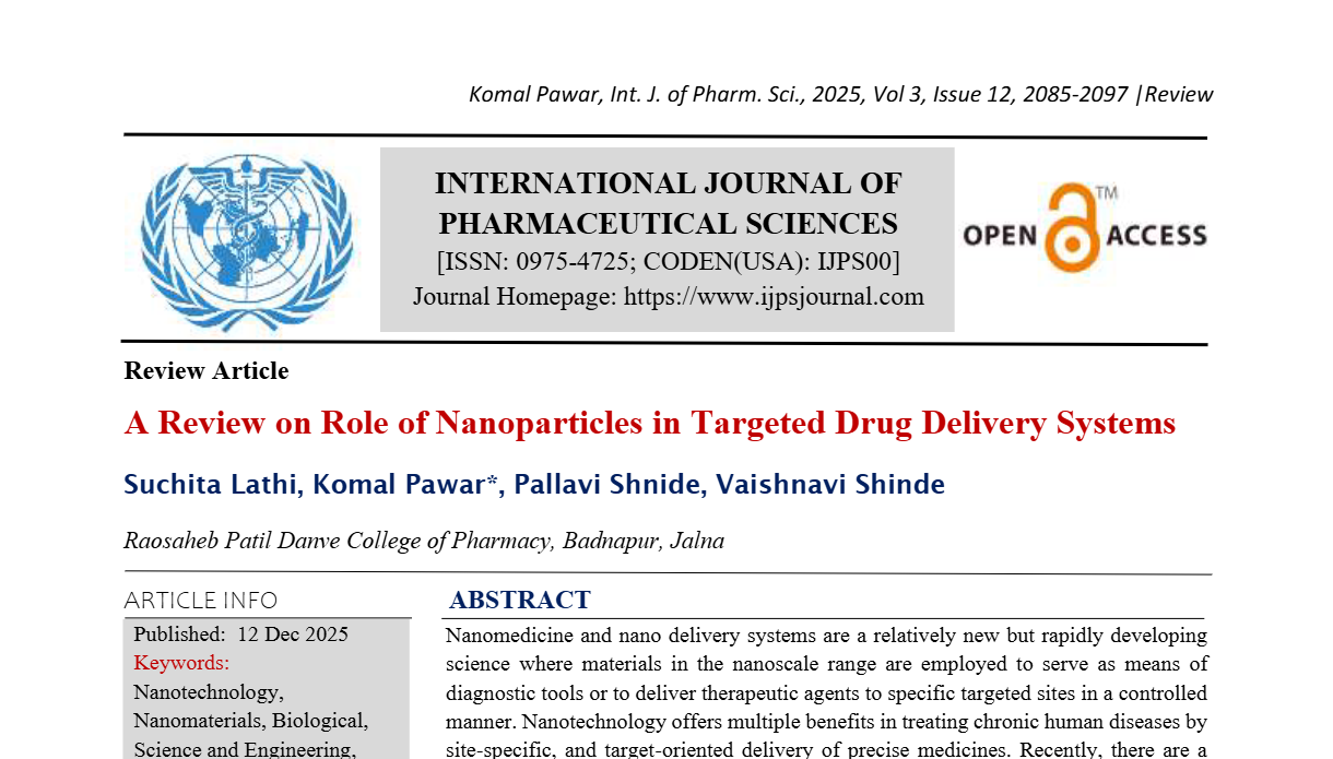 A Review on Role of Nanoparticles in Targeted Drug Delivery Systems 