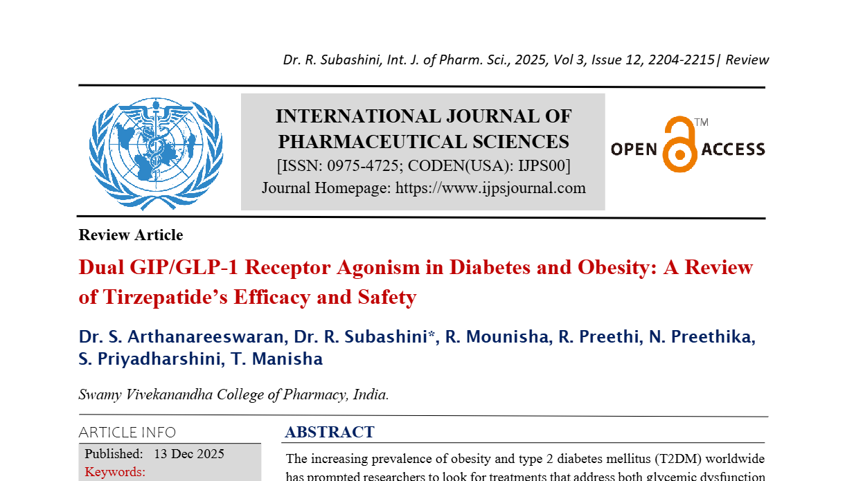 Dual GIP/GLP-1 Receptor Agonism in Diabetes and Obesity: A Review of Tirzepatide’s Efficacy and Safety