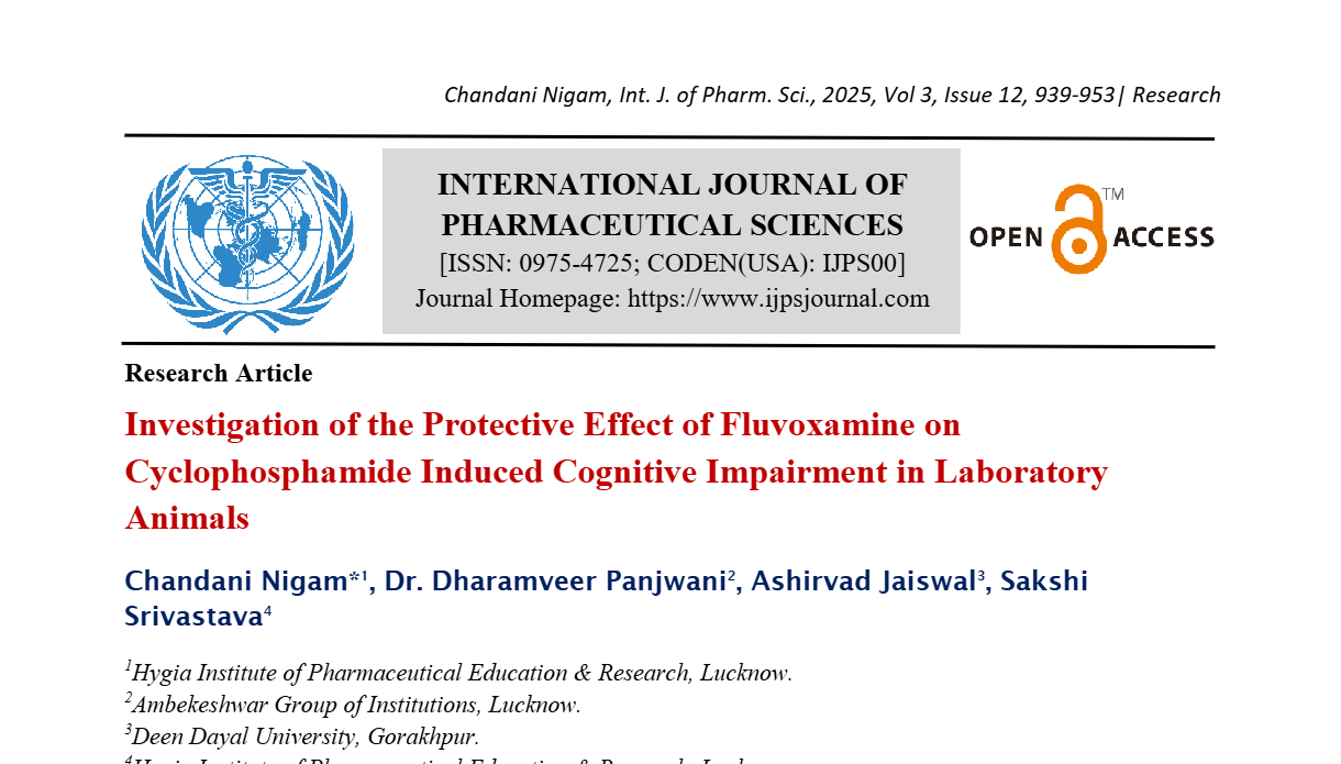 Investigation of the Protective Effect of Fluvoxamine on Cyclophosphamide Induced Cognitive Impairment in Laboratory Animals