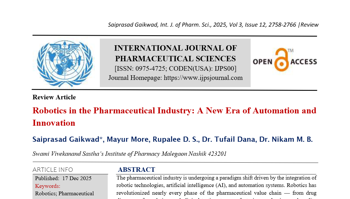 Robotics in the Pharmaceutical Industry: A New Era of Automation and Innovation
