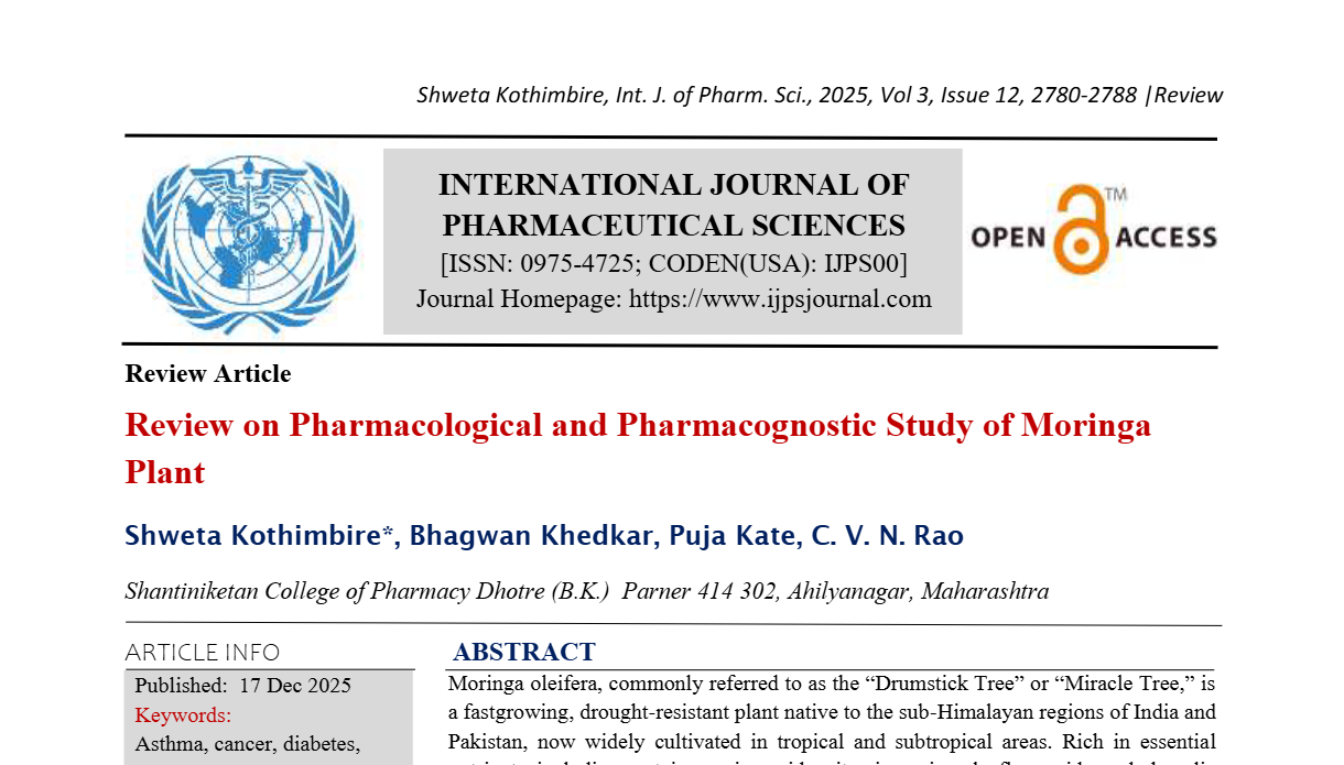 Review on Pharmacological and Pharmacognostic Study of Moringa Plant