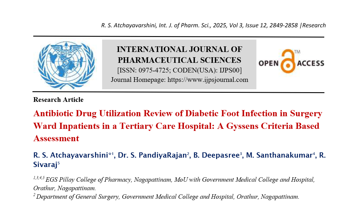 Antibiotic Drug Utilization Review of Diabetic Foot Infection in Surgery Ward Inpatients in a Tertiary Care Hospital: A Gyssens Criteria Based Assessment