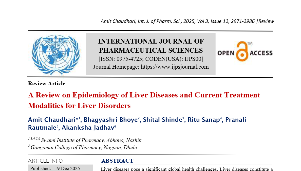 A Review on Epidemiology of Liver Diseases and Current Treatment Modalities for Liver Disorders