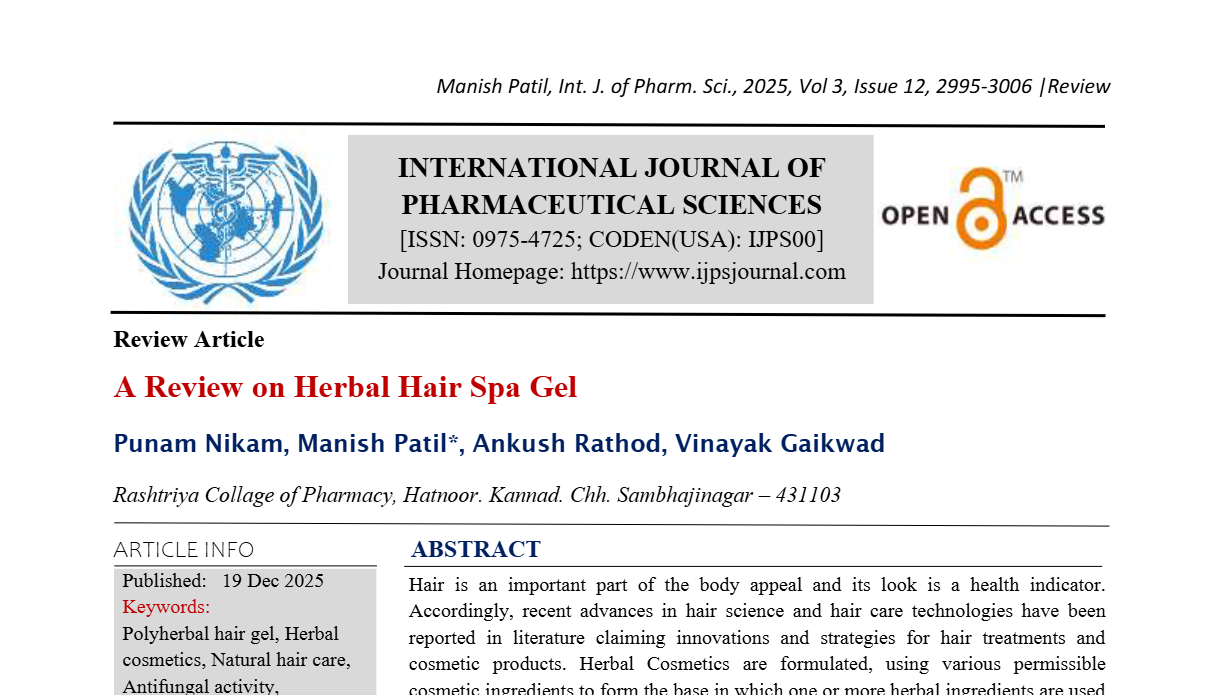 A Review on Herbal Hair Spa Gel