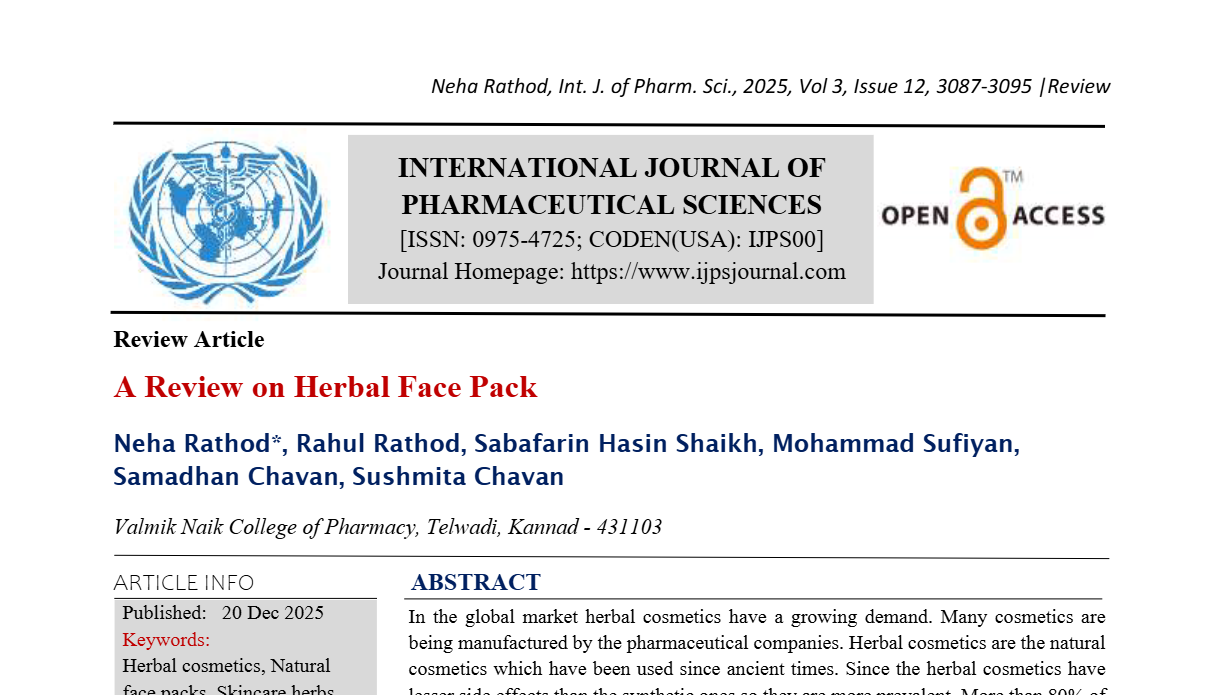 A Review on Herbal Face Pack