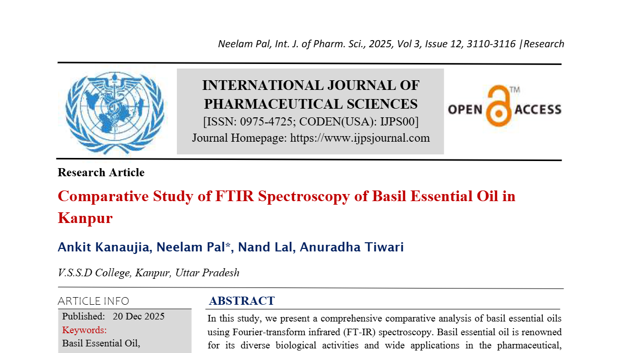 Comparative Study of FTIR Spectroscopy of Basil Essential Oil in Kanpur