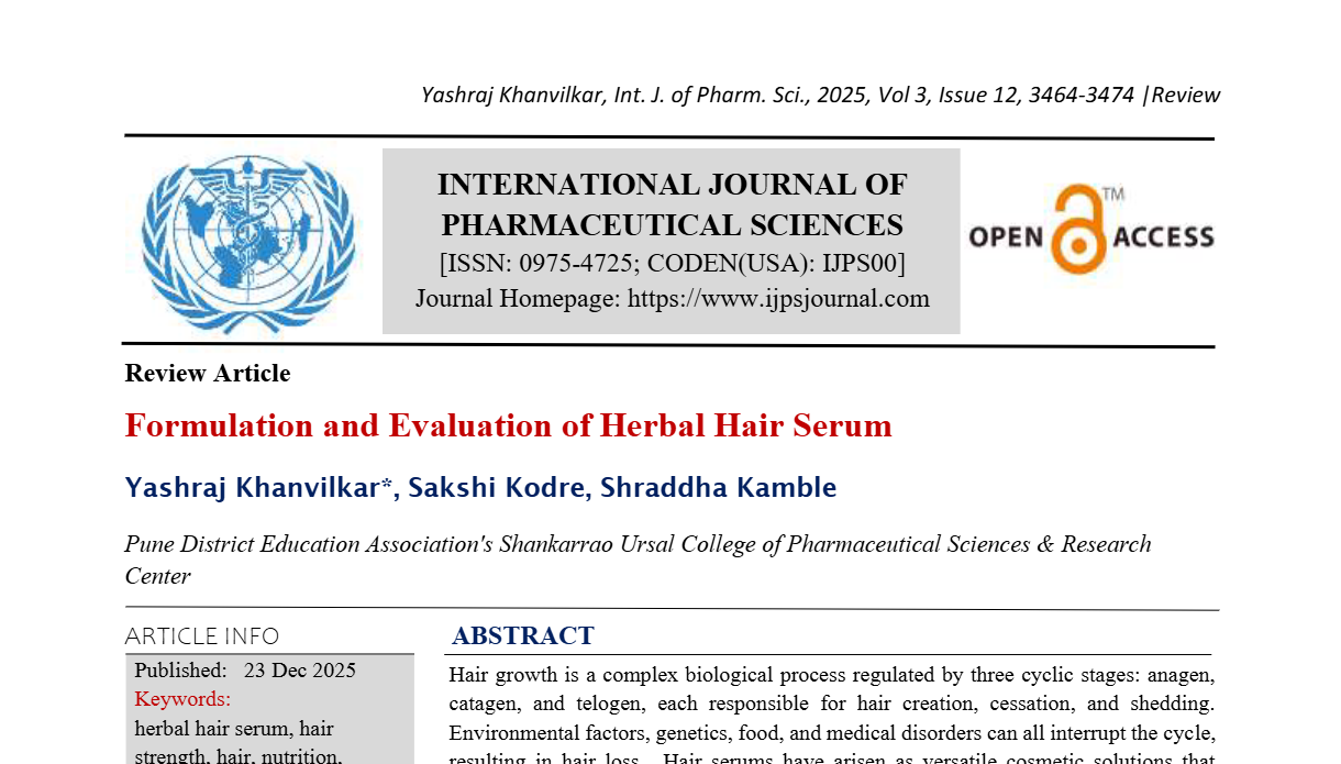 Formulation and Evaluation of Herbal Hair Serum