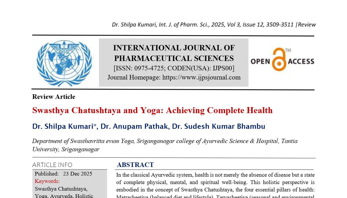 Swasthya Chatushtaya and Yoga: Achieving Complete Health