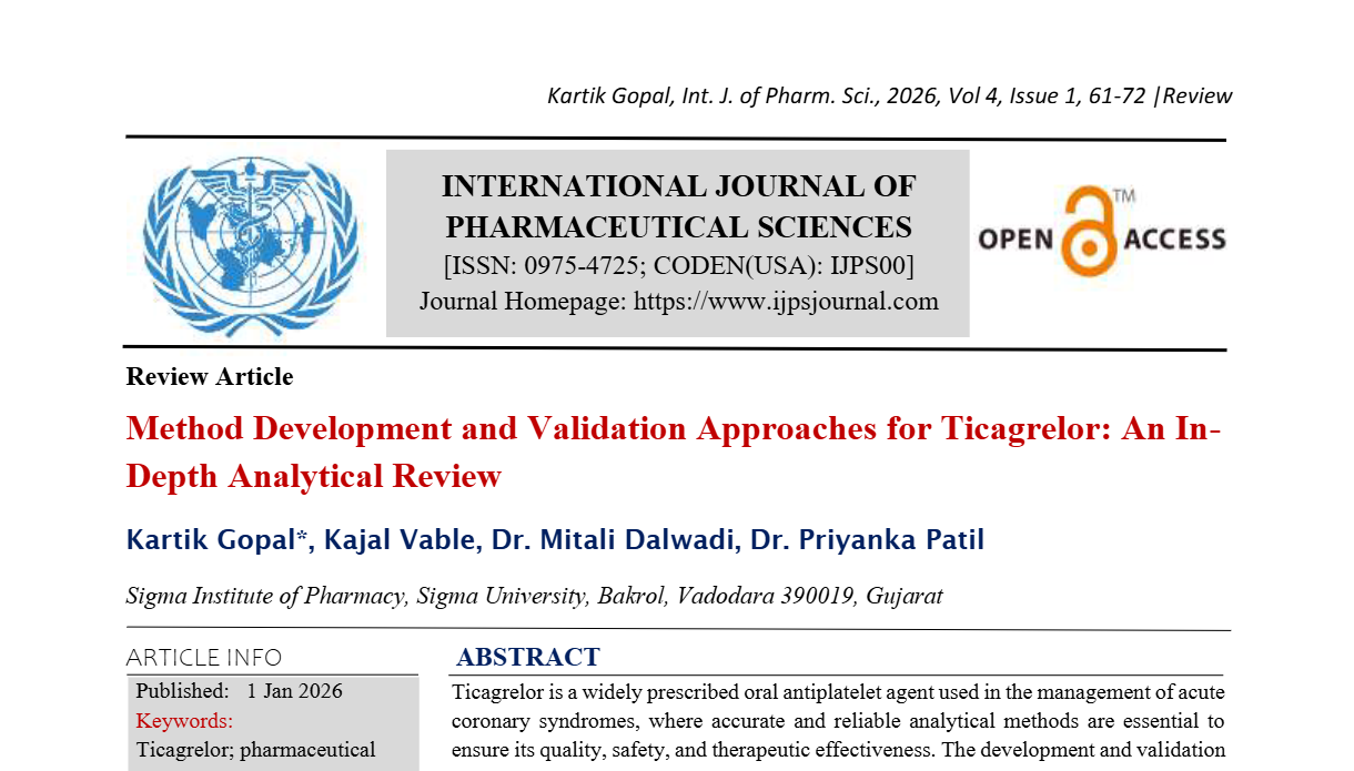 Method Development and Validation Approaches for Ticagrelor: An In-Depth Analytical Review