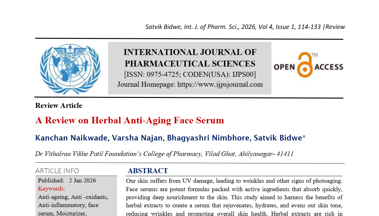 A Review on Herbal Anti-Aging Face Serum