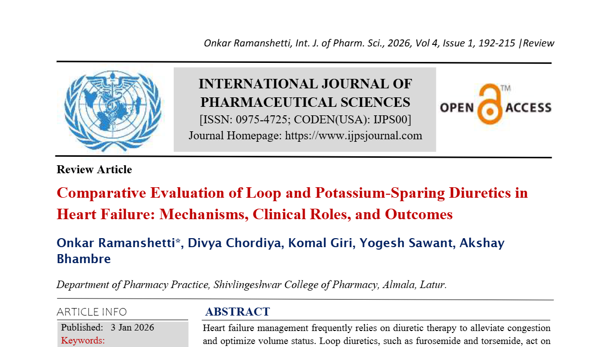 Comparative Evaluation of Loop and Potassium-Sparing Diuretics in Heart Failure: Mechanisms, Clinical Roles, and Outcomes