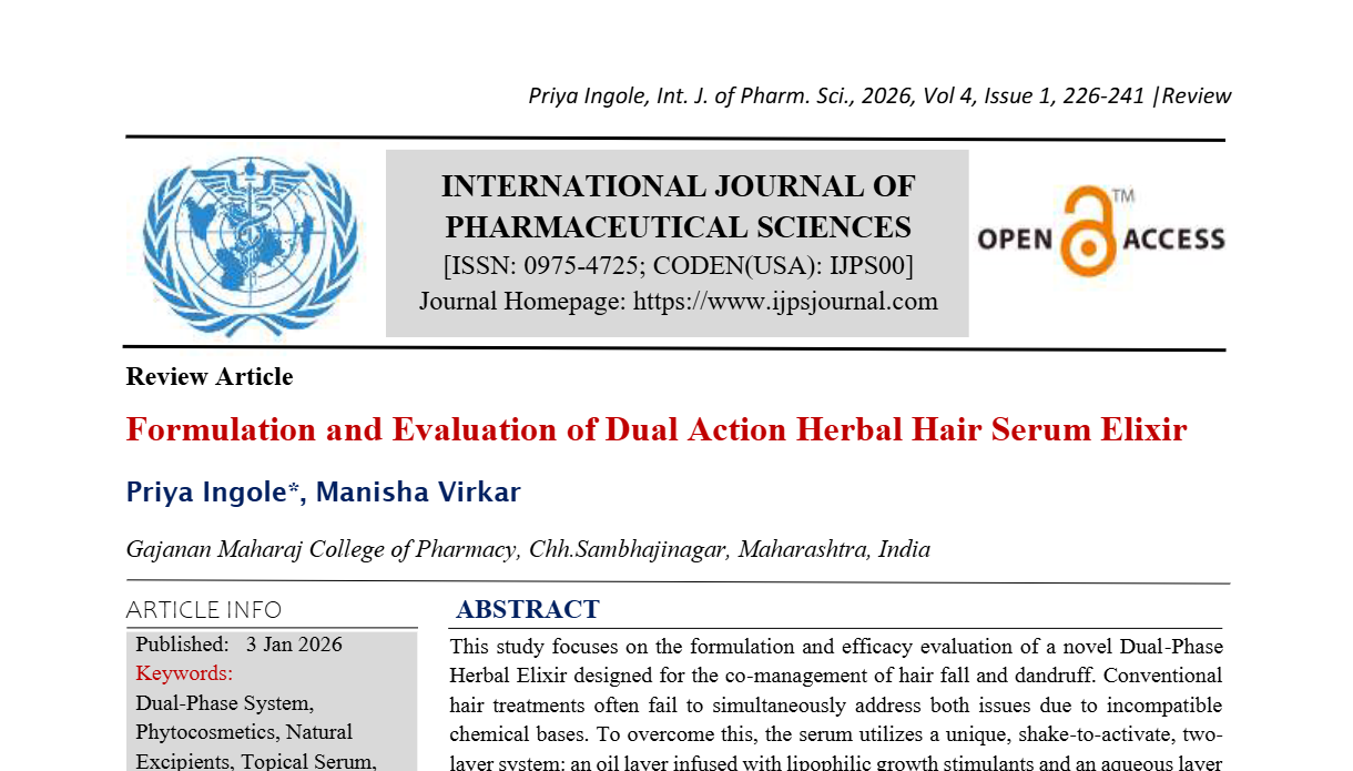 Formulation and Evaluation of Dual Action Herbal Hair Serum Elixir