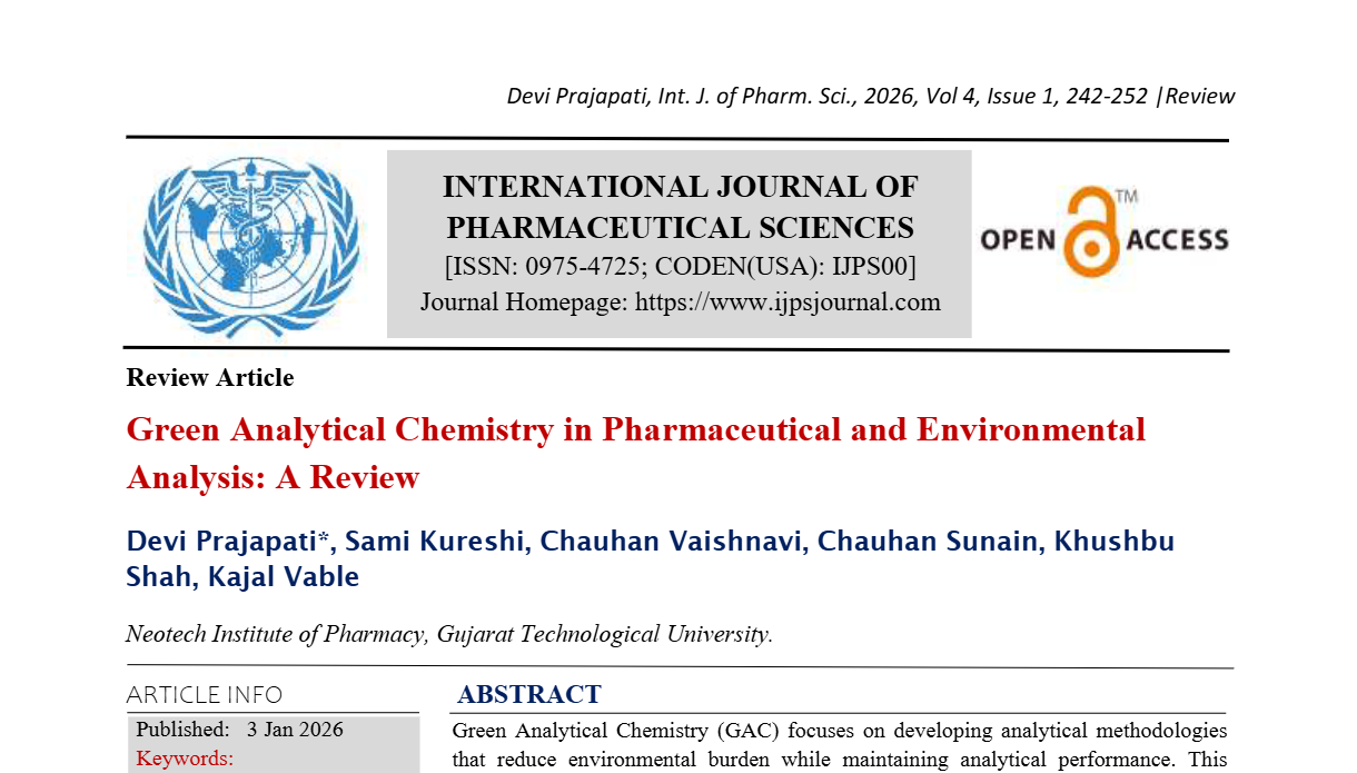 Green Analytical Chemistry in Pharmaceutical and Environmental Analysis: A Review