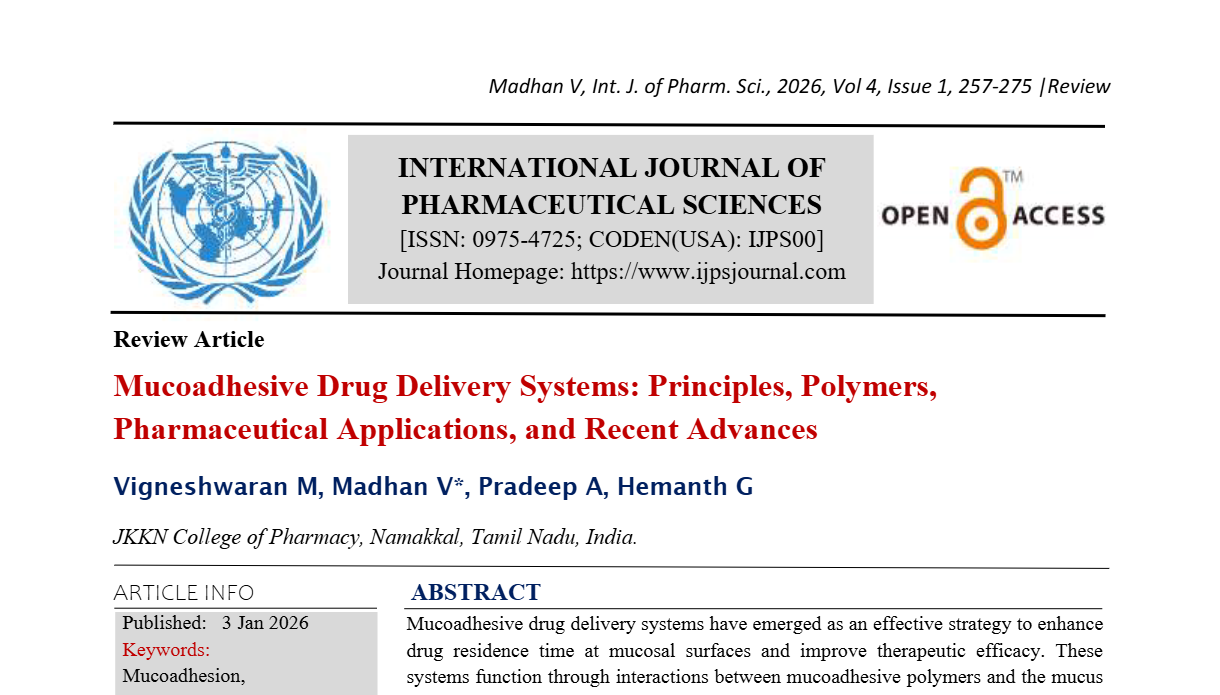 Mucoadhesive Drug Delivery Systems: Principles, Polymers, Pharmaceutical Applications, and Recent Advances