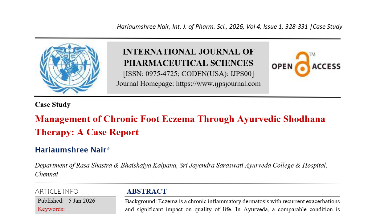 Management of Chronic Foot Eczema Through Ayurvedic Shodhana Therapy: A Case Report