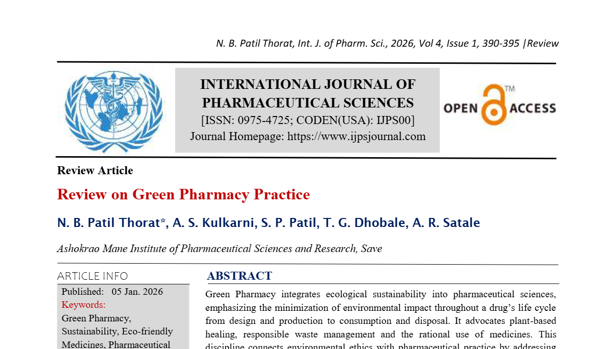 Review on Green Pharmacy Practice 