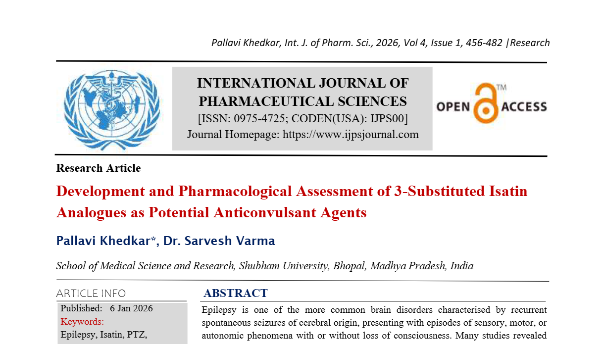 Development and Pharmacological Assessment of 3-Substituted Isatin Analogues as Potential Anticonvulsant Agents