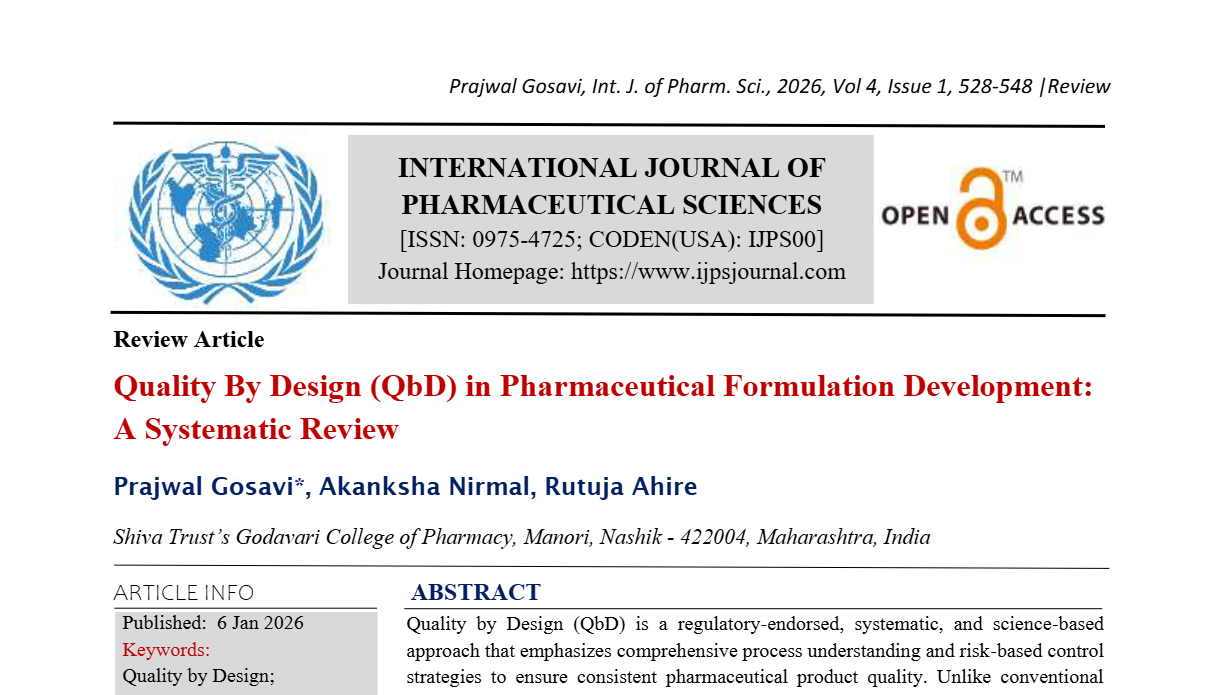 Quality By Design (QbD) in Pharmaceutical Formulation Development: A Systematic Review