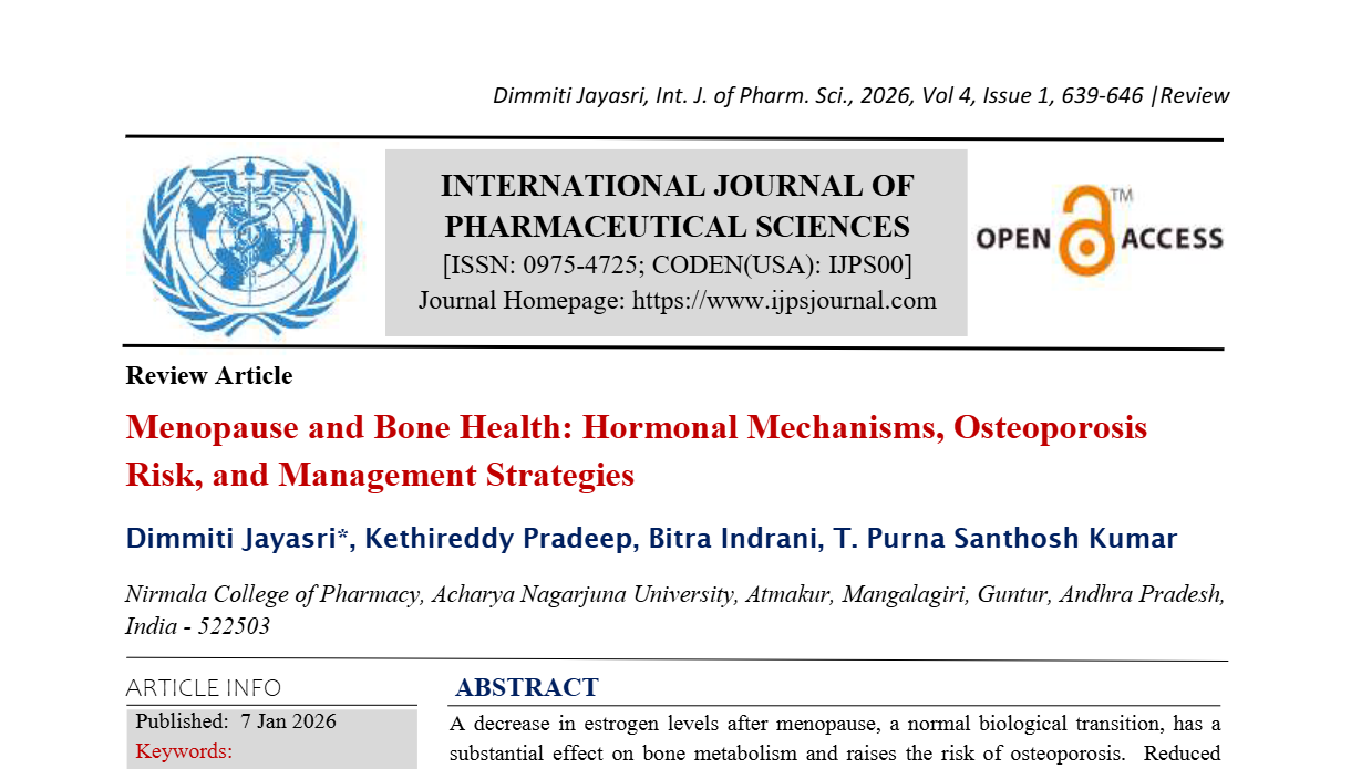 Menopause and Bone Health: Hormonal Mechanisms, Osteoporosis Risk, and Management Strategies