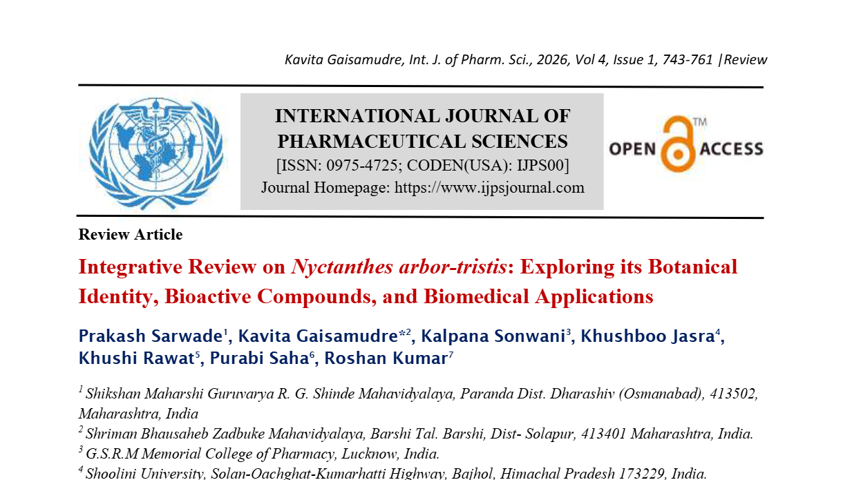 Integrative Review on Nyctanthes arbor-tristis: Exploring its Botanical Identity, Bioactive Compounds, and Biomedical Applications