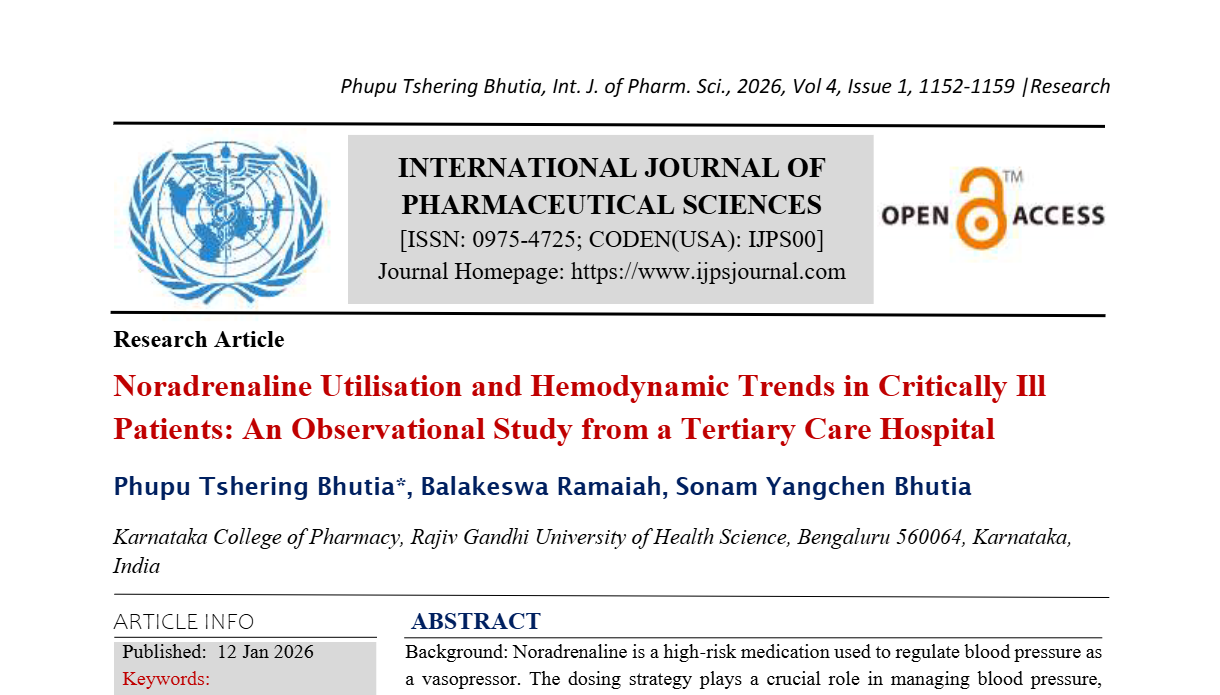 Noradrenaline Utilisation and Hemodynamic Trends in Critically Ill Patients: An Observational Study from a Tertiary Care Hospital