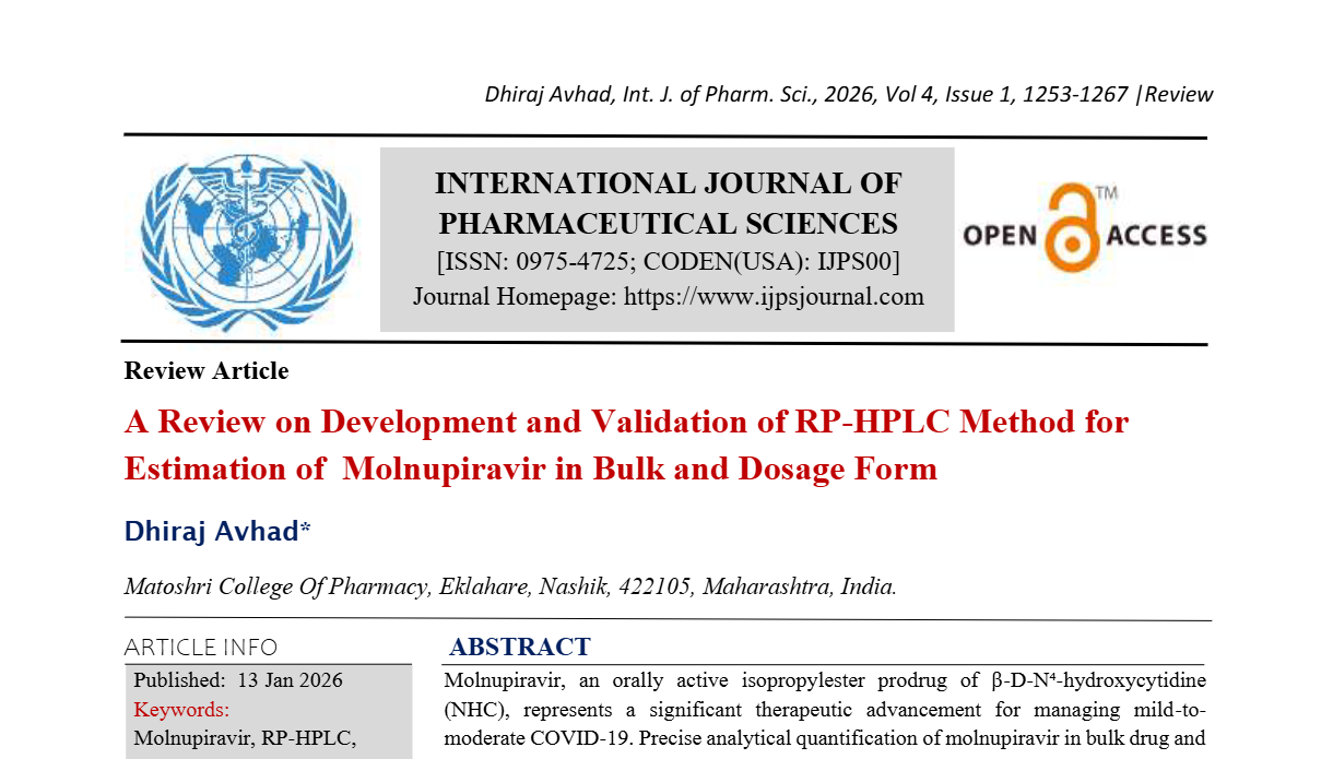 A Review on Development and Validation of RP-HPLC Method for Estimation of  Molnupiravir in Bulk and Dosage Form