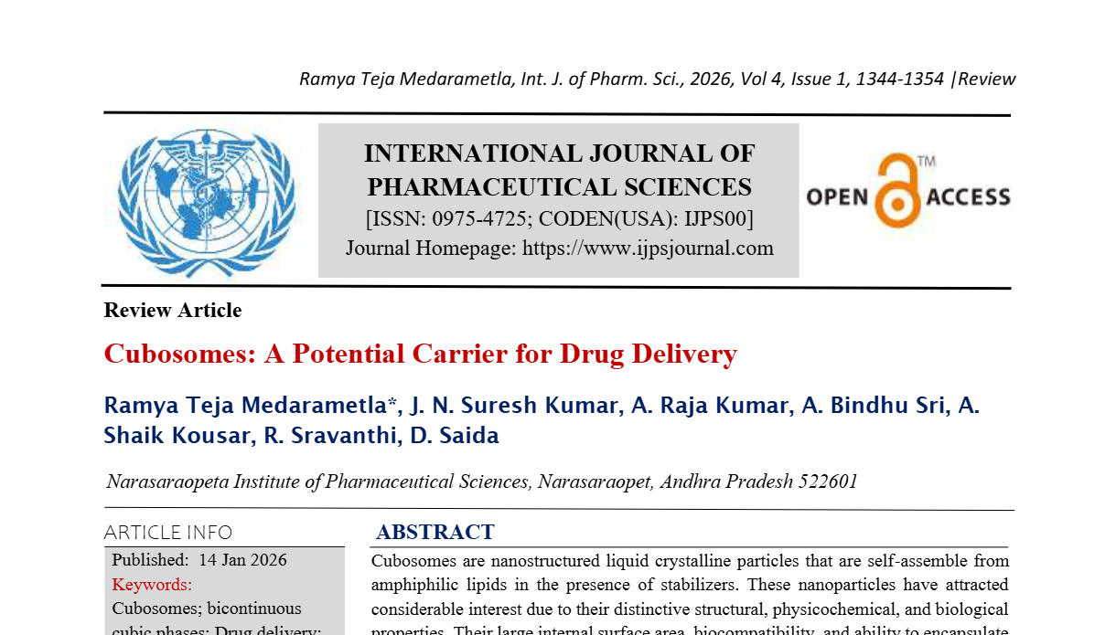 Cubosomes: A Potential Carrier for Drug Delivery