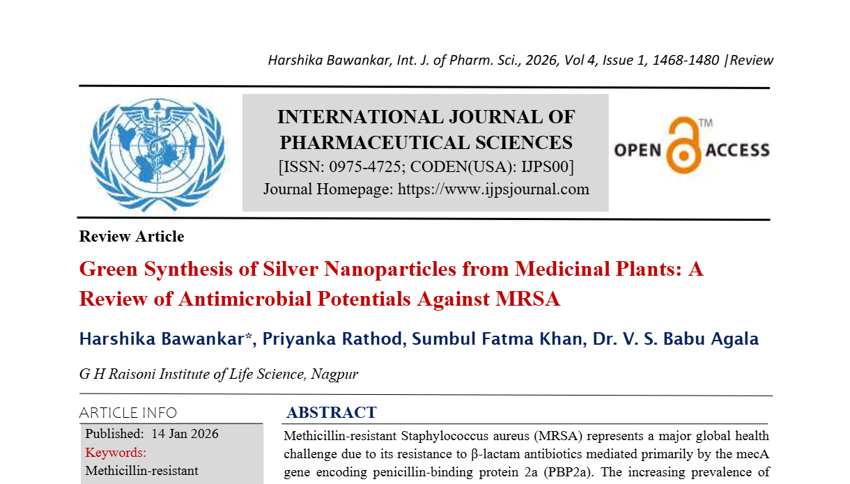 Green Synthesis of Silver Nanoparticles from Medicinal Plants: A Review of Antimicrobial Potentials Against MRSA