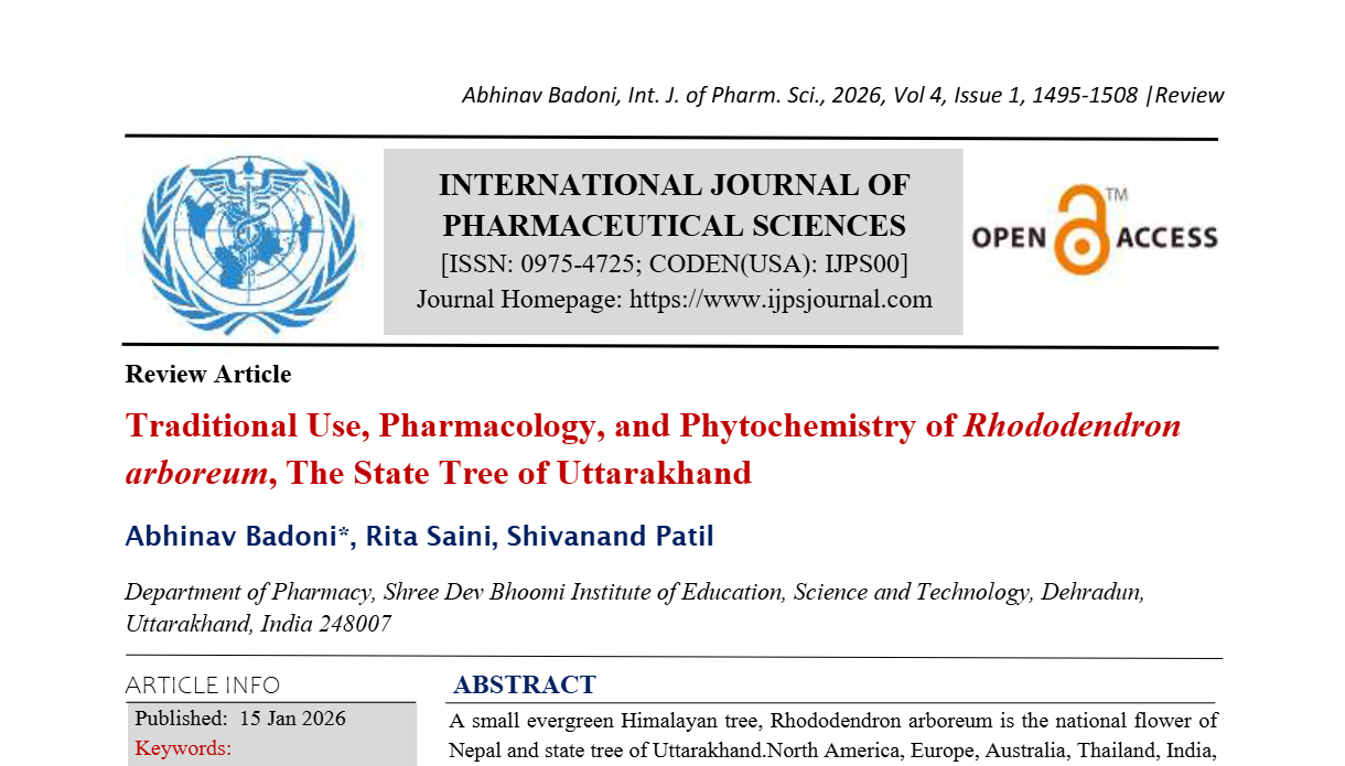 Traditional Use, Pharmacology, and Phytochemistry of Rhododendron arboreum, The State Tree of Uttarakhand