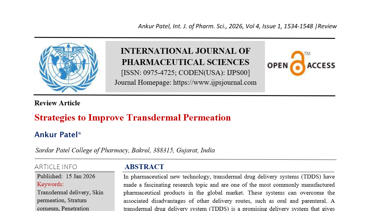 Strategies to Improve Transdermal Permeation