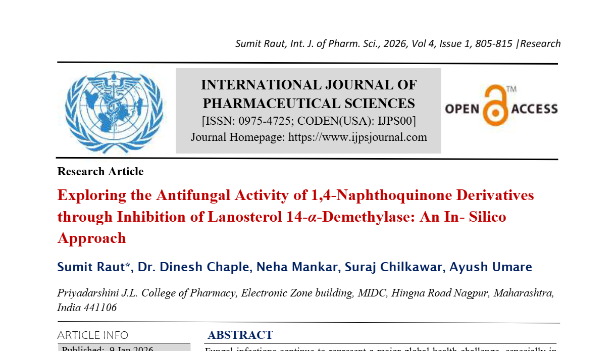 Exploring the Antifungal Activity of 1,4-Naphthoquinone Derivatives through Inhibition of Lanosterol 14-?-Demethylase: An In- Silico Approach
