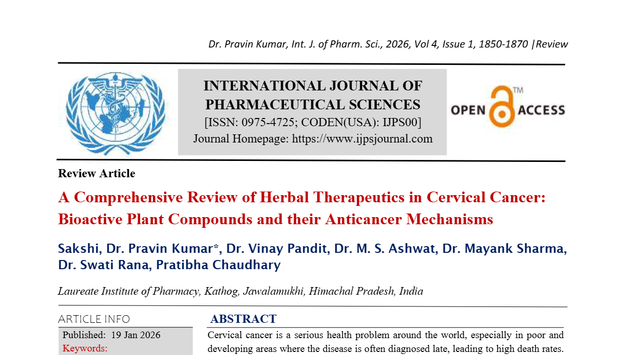 A Comprehensive Review of Herbal Therapeutics in Cervical Cancer: Bioactive Plant Compounds and their Anticancer Mechanisms