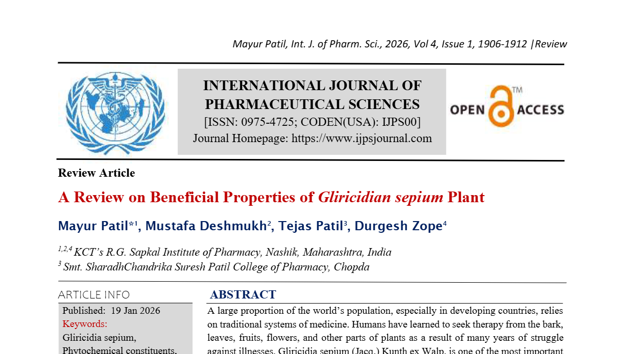 A Review on Beneficial Properties of Gliricidian sepium Plant