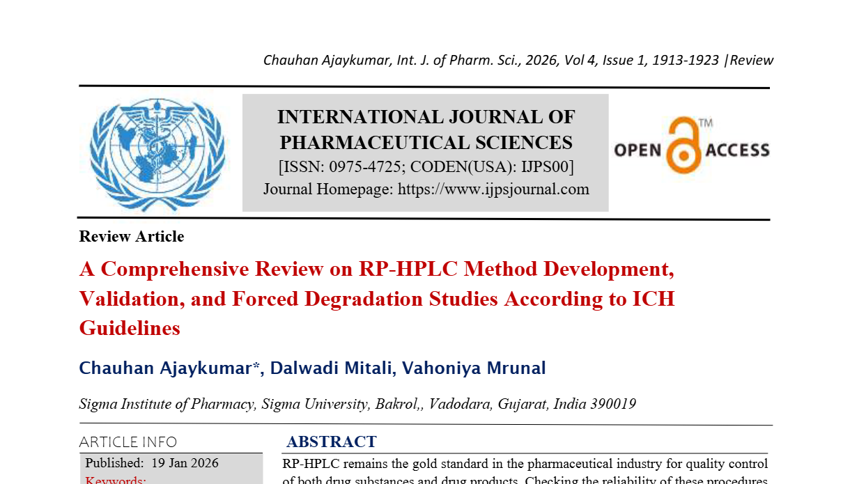 A Comprehensive Review on RP-HPLC Method Development, Validation, and Forced Degradation Studies According to ICH Guidelines