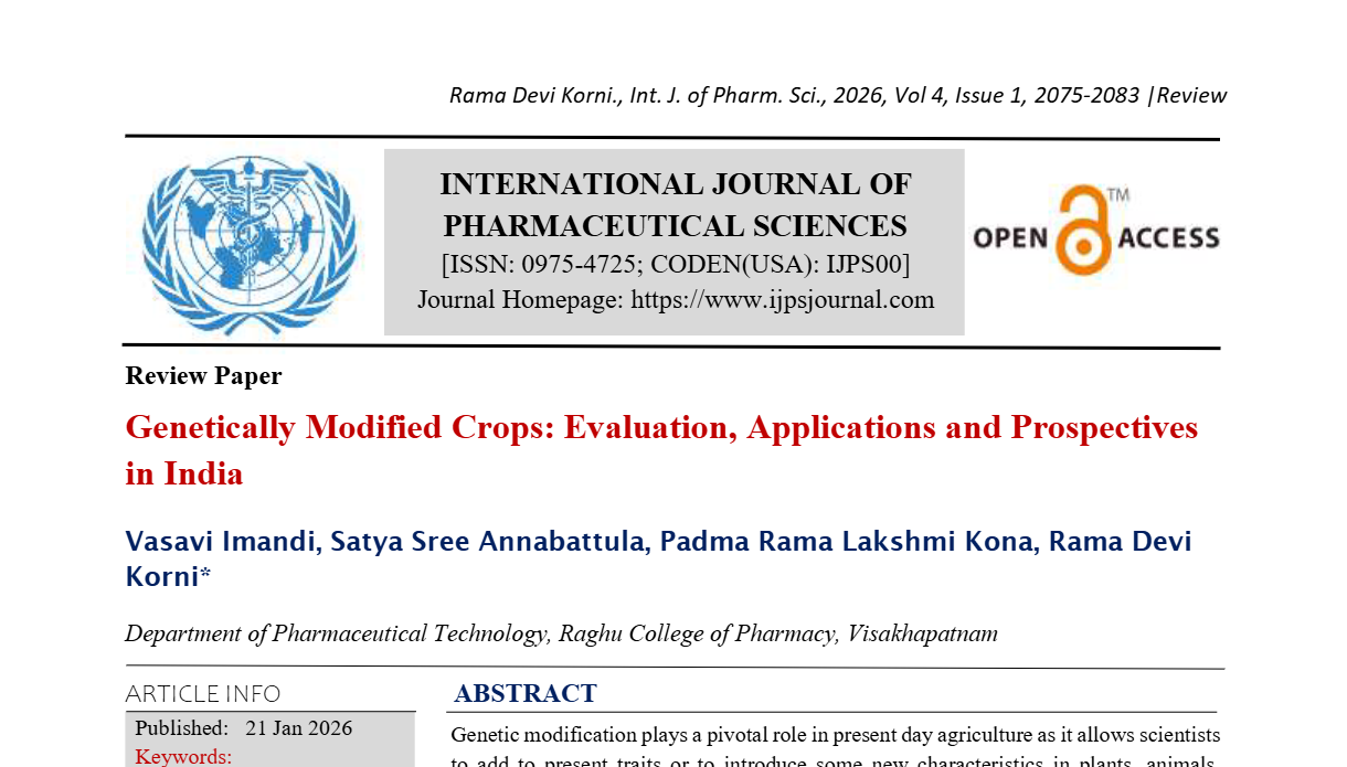 Genetically Modified Crops: Evaluation, Applications and Prospectives in India