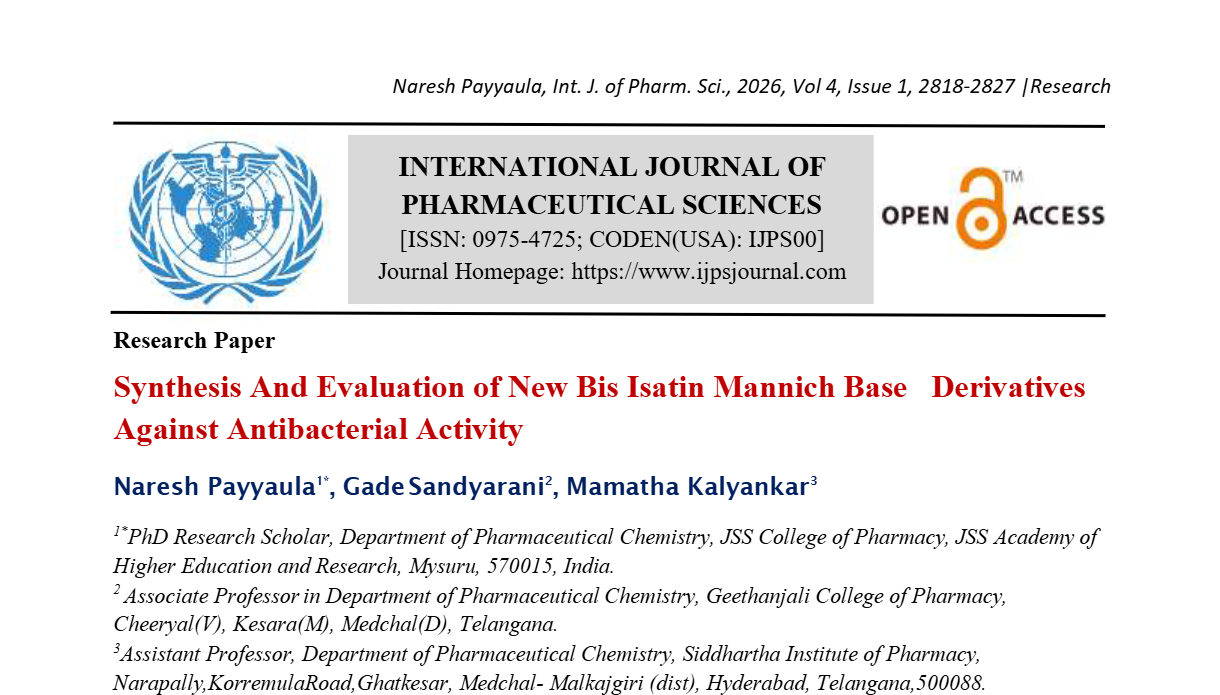SYNTHESIS AND EVALUATION OF NEW BIS ISATIN MANNICH BASE DERIVATIVES ...
