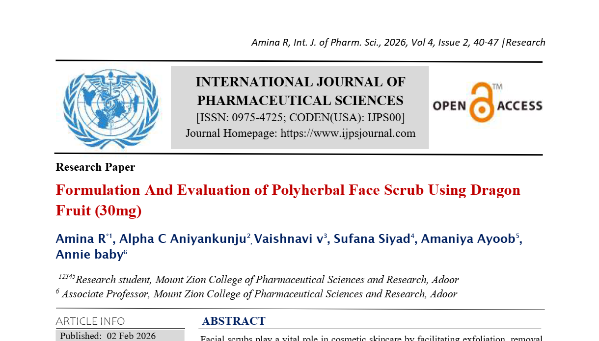 Formulation and evaluation of Polyherbal face scrub using dragon fruit 