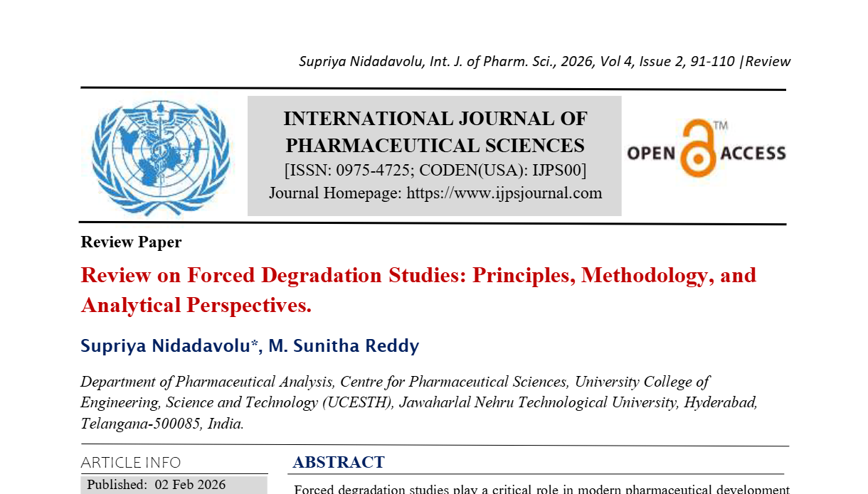Review on Forced Degradation Studies: Principles, Methodology, and Analytical Perspectives.