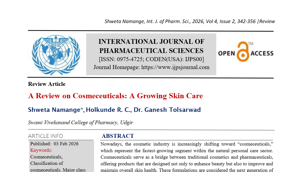 A Review on Cosmeceuticals: A Growing Skin Care
