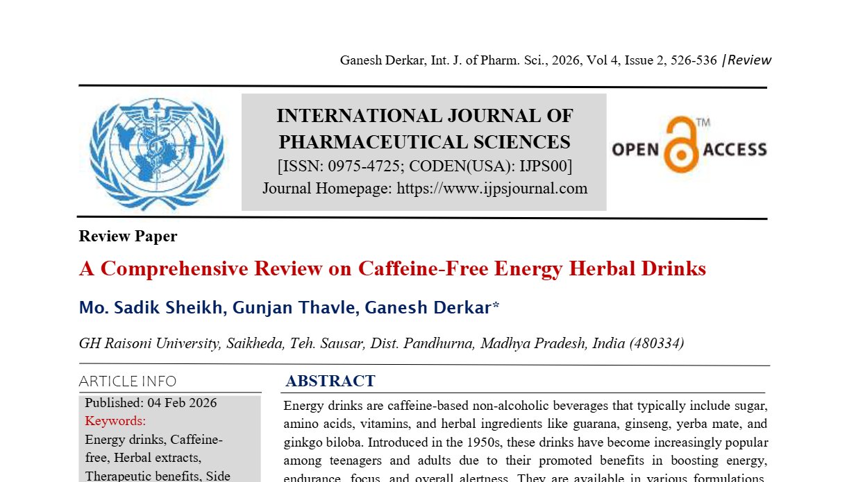 A Comprehensive Review on Caffeine Free Energy Herbal Drinks