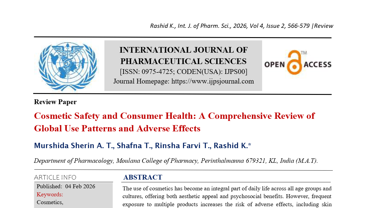 Cosmetic Safety and Consumer Health: A Comprehensive Review of Global Use Patterns and Adverse Effects