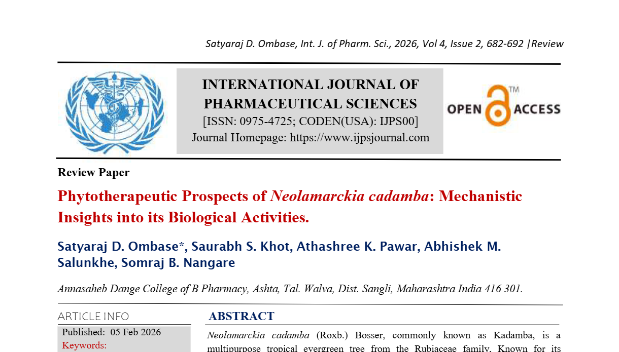 Phytotherapeutic Prospects of Neolamarckia cadamba: Mechanistic Insights into its Biological Activities.