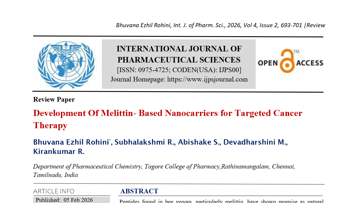 Development Of Melittin Based Nanocarriers for Targeted Cancer Therapy
