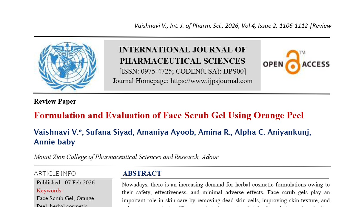 Formulation and evaluation of face scrub gel using orange peel