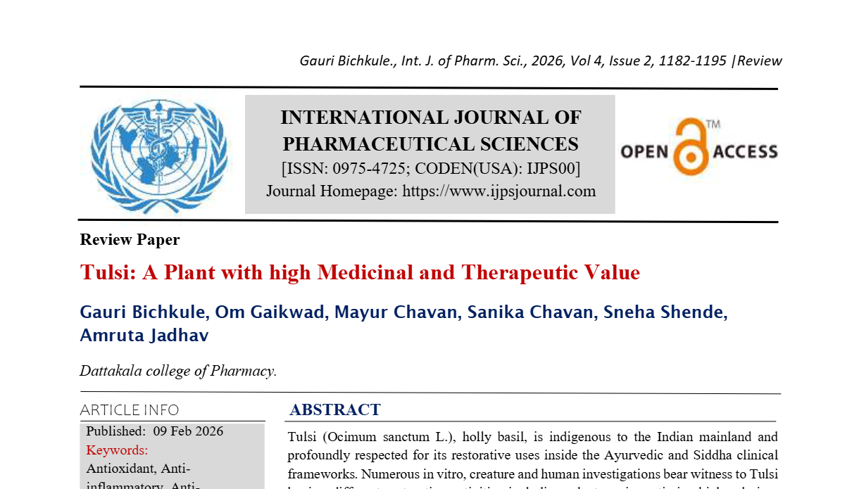 Tulsi A Plant with high Medicinal and Therapeutic Value 