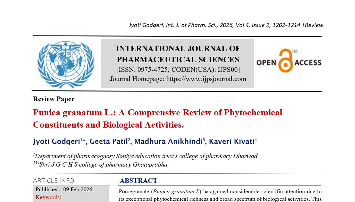 Punica granatum L. : A Comprensive Review of Phytochemical Constituents and Biological Activities