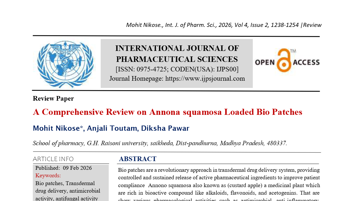 A Comprehensive Review on Annona squamosa Loaded Bio Patches