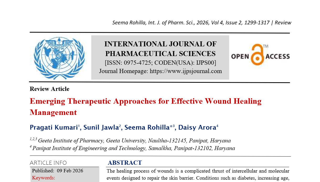 Emerging Therapeutic Approaches for Effective Wound Healing Management